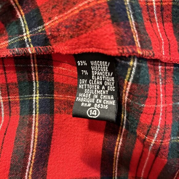 Finity Studio Red Plaid Jacket Blazer Zip Up Size 14 - Picture 4 of 4